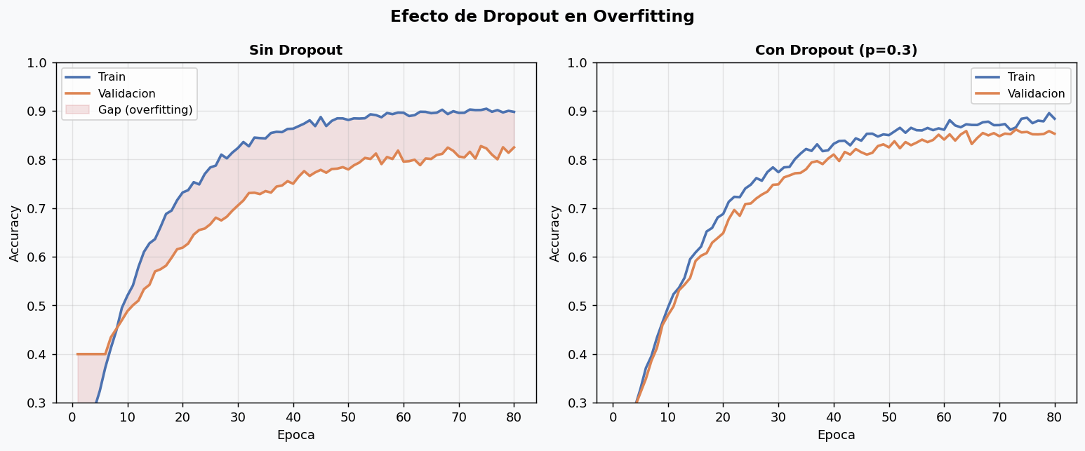 Dropout: efecto en overfitting